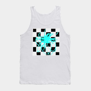 Inverted Blue Stained Chessboard Geometric Abstract Acrylic Painting Tank Top